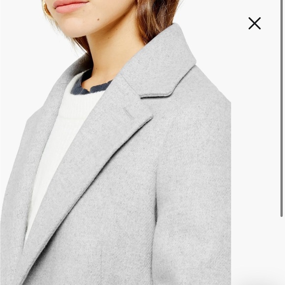 Topshop Monica Faux Fur Collar Coat - Grey - Picture 5 of 8